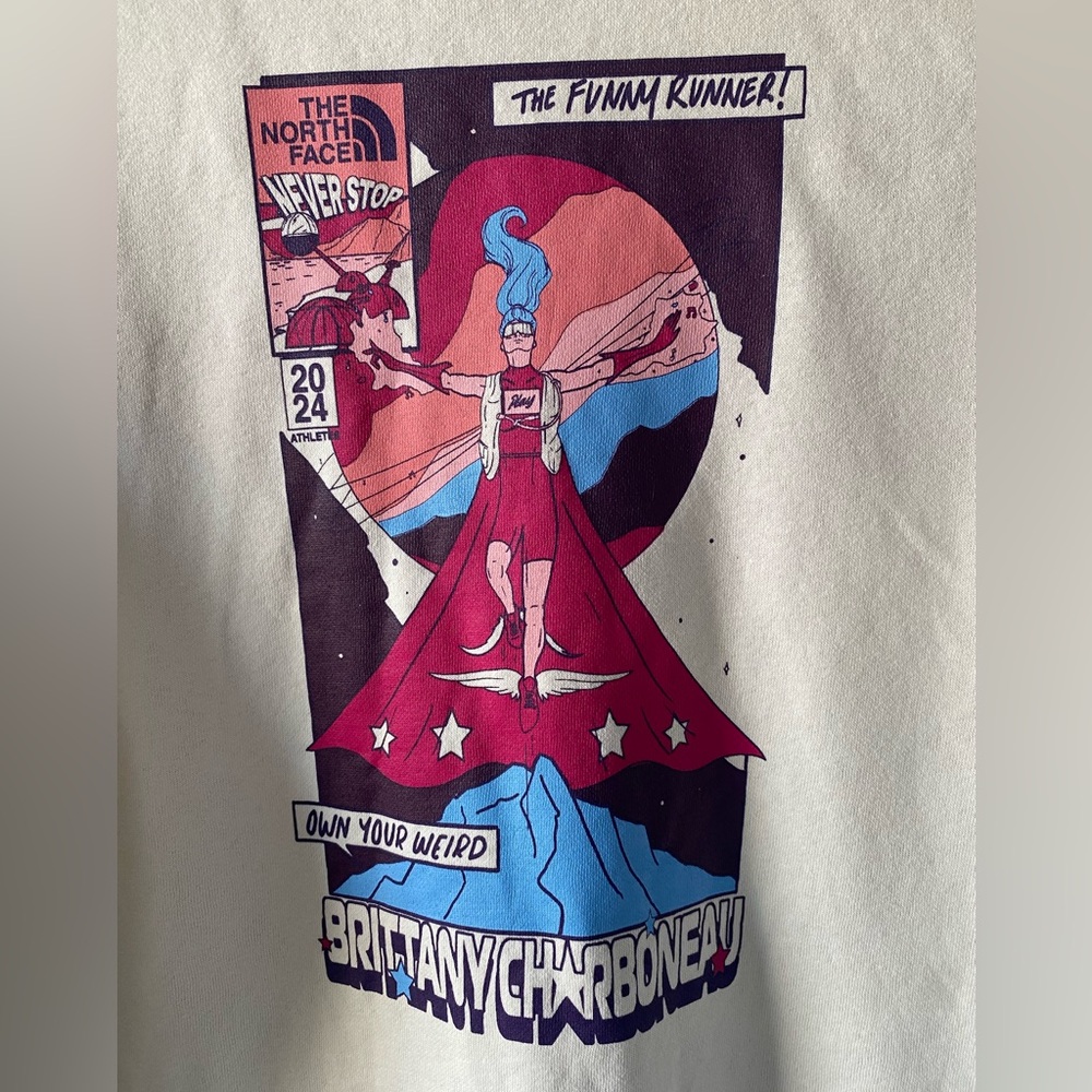 The North Face Cream Hoodie Brittany Charboneau Graphic Girls 18 Teen NWT - Picture 3 of 10